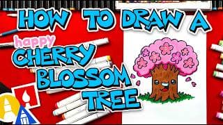 How To Draw A Happy Cherry Blossom Tree