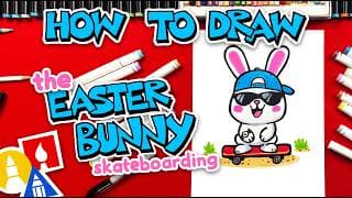 How To Draw The Easter Bunny Skateboarding